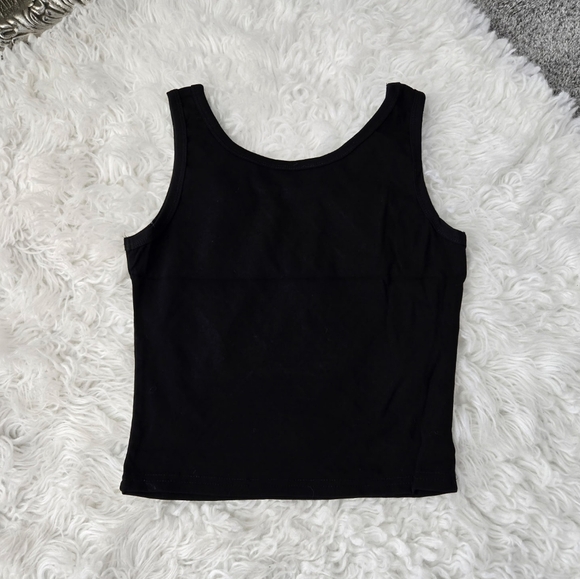 Black Diamond Pattern Tank Top. Black Rhinestone Embellished Fitted Tank Top. Si - Picture 3 of 6